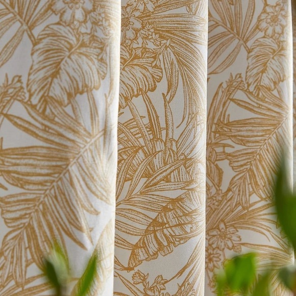 Tommy Hilfiger Tropical Floral Curtain Panel Pair Sahara Sun - 108 Inches - Picture 4 of 7